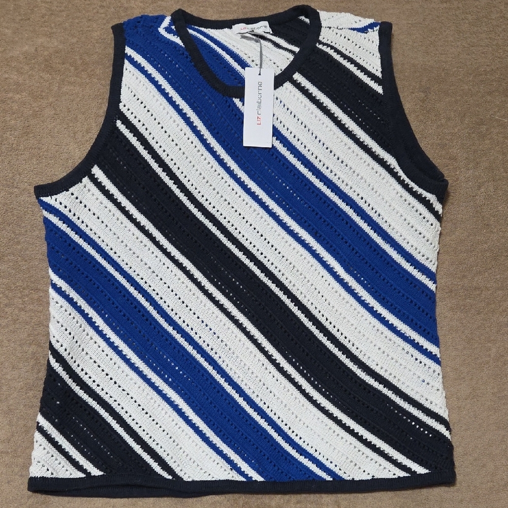 Liz Claiborne Navy and White Knit Tunic